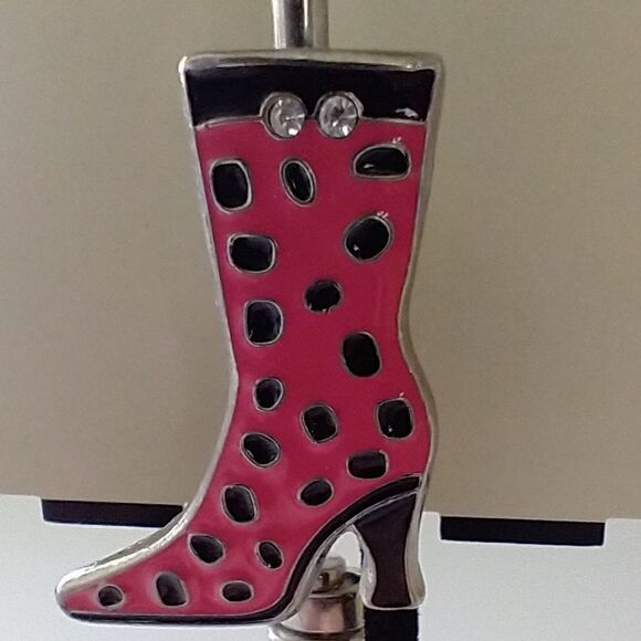 Enameled Boot ALEXX Inc FINDERS KEY PURSE Finder Fob Keychain Pink Rhinestones. - Picture 2 of 15